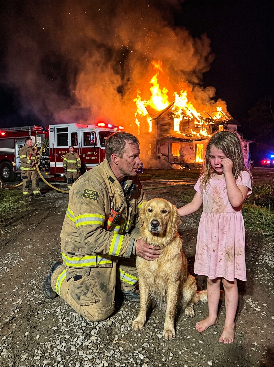 **A Volunteer Firefighter Could Only Save A Family’s Old Dog As Their House Burned To Ash. What The 8-Year-Old Girl Said Next Changed His Life Forever.**