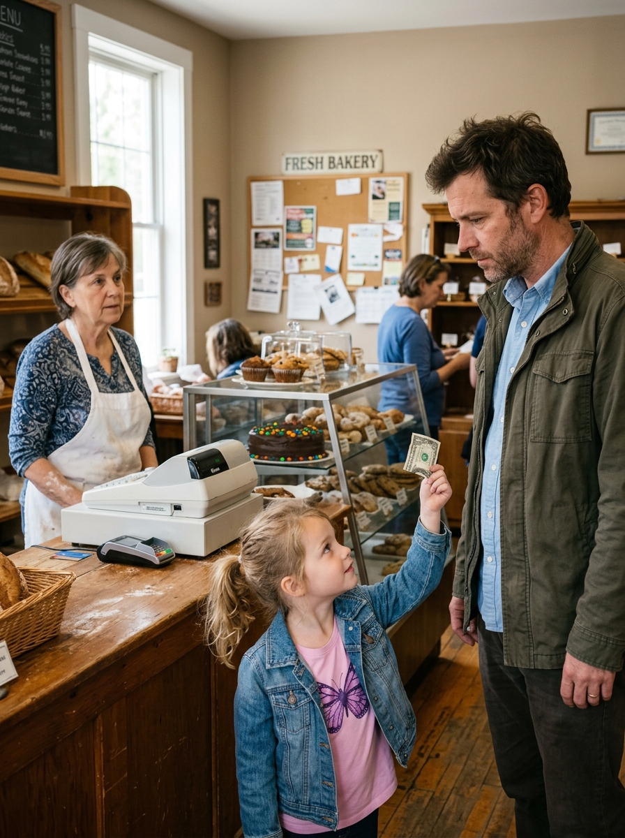 A Six-Year-Old Walked Into a Bakery With Five Dollars for Her Mom’s Birthday—Then She Asked the Lonely Stranger Behind Her One Question That Changed Three Lives Forever