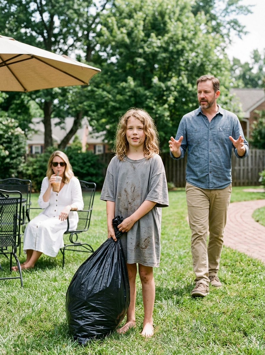 He Landed Home After Ninety Days Overseas Ready to Hold His Little Girl Again—Then He Found Her Dragging Trash in the Backyard, Begging Her Stepmother for a Glass of Milk