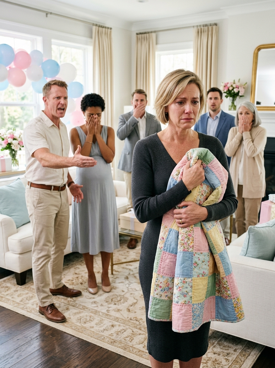 At my daughter’s baby shower, I gave her a quilt I stitched for 9 months. Her husband dropped it like trash: “Your mom’s just a lunch lady, babe.” I picked it up and left. The next morning, I called my attorney. His secretary went pale: “Mr. Harmon… you need to come out here. Now.”