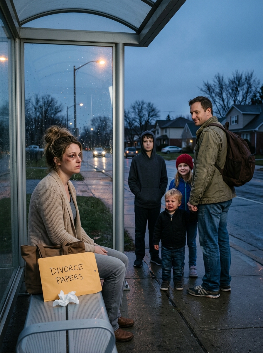 Her Husband Handed Her Divorce Papers Because She Couldn’t Give Him a Baby—Then a Single Dad With Three Children Found Her at a Bus Stop and Changed What “Family” Meant Forever