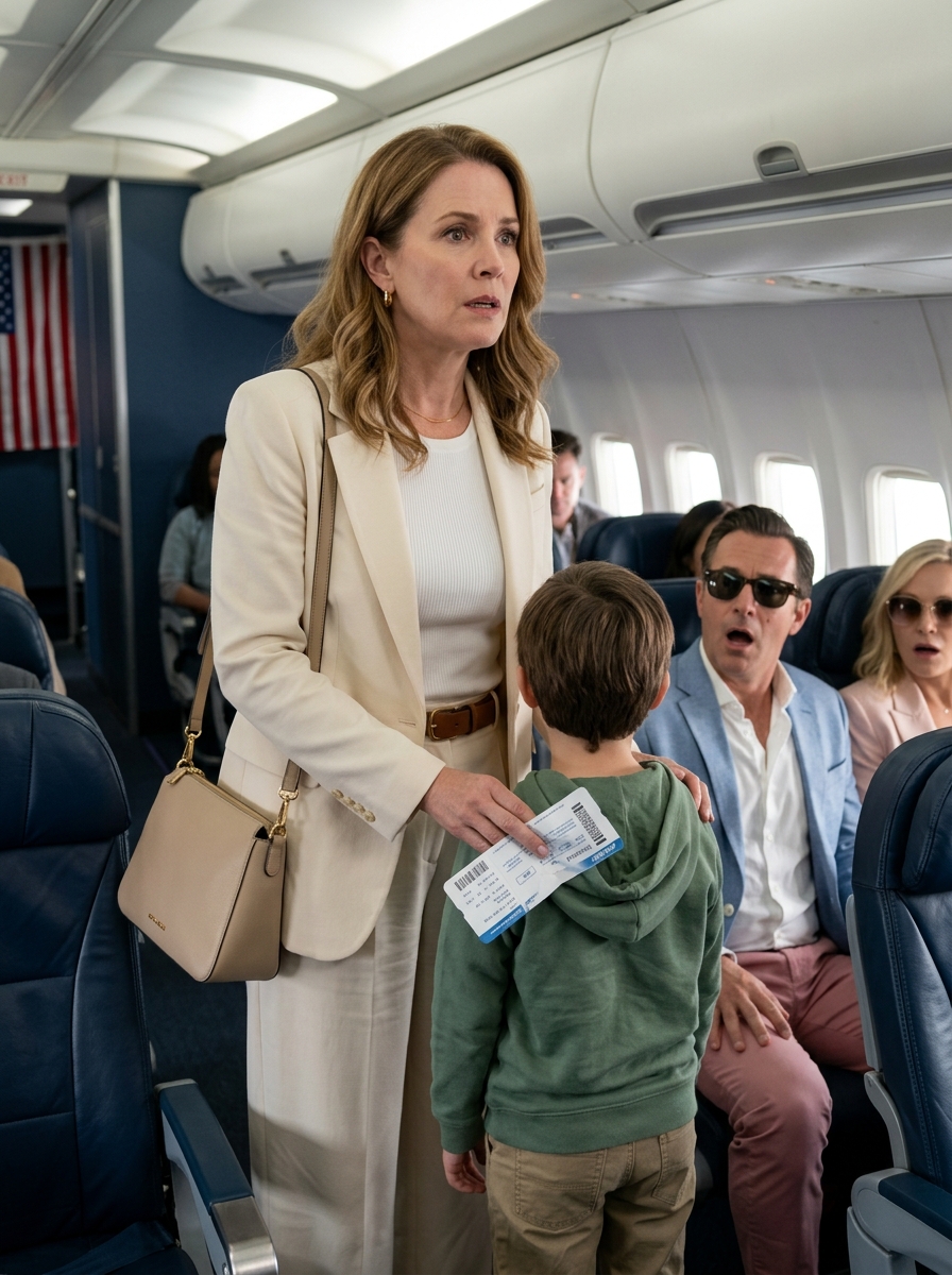 My 10-Year-Old Son Came Back From the Airplane Restroom and Whispered, “Mom… Dad Is Sitting Near the Front.”