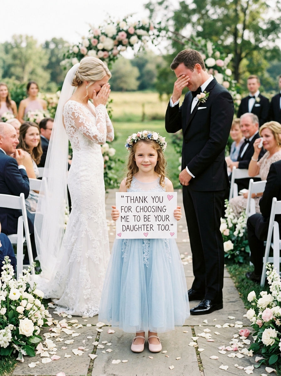 Because my fiancé was a single dad, my parents refused to attend our wedding. My father told me he would “destr0y my future.” But when his 6-year-old daughter walked down the aisle holding a sign, the entire room broke down in tears. A guest recorded everything. 48 hours later, it reached 11 million views. What was written on the sign shocked everyone.