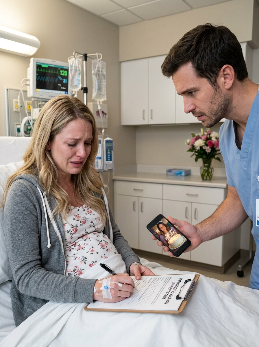 While I signed the emergency C-section consent forms by myself to save our unborn triplets, my husband had switched off his phone so he could celebrate with his first love and cut her cake. Four days later, he finally appeared at the hospital expecting to find his wife and three babies waiting for him. Instead, one calm sentence from a nurse stopped him cold and made him realize that everything had changed…