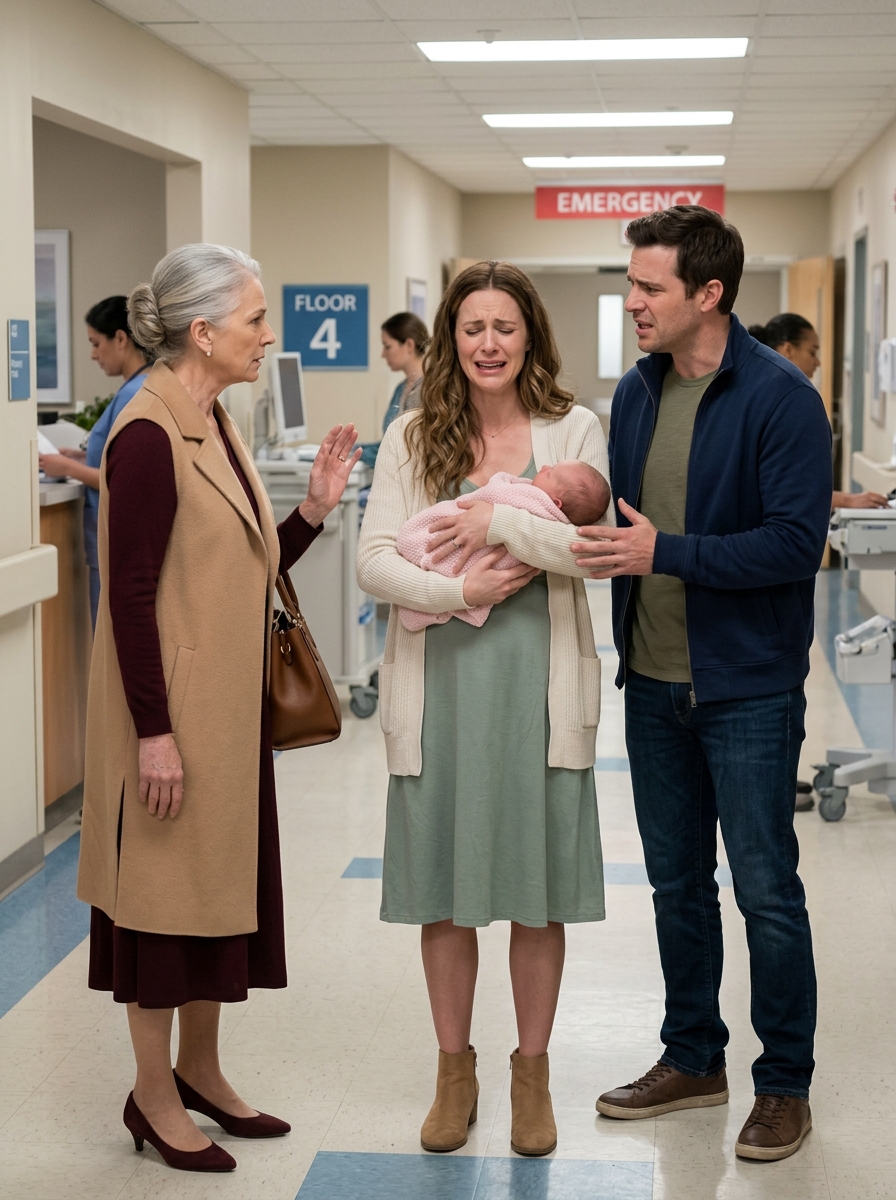 My newborn daughter was crying loudly at midnight when my mother-in-law suddenly lashed out at me during an argument.