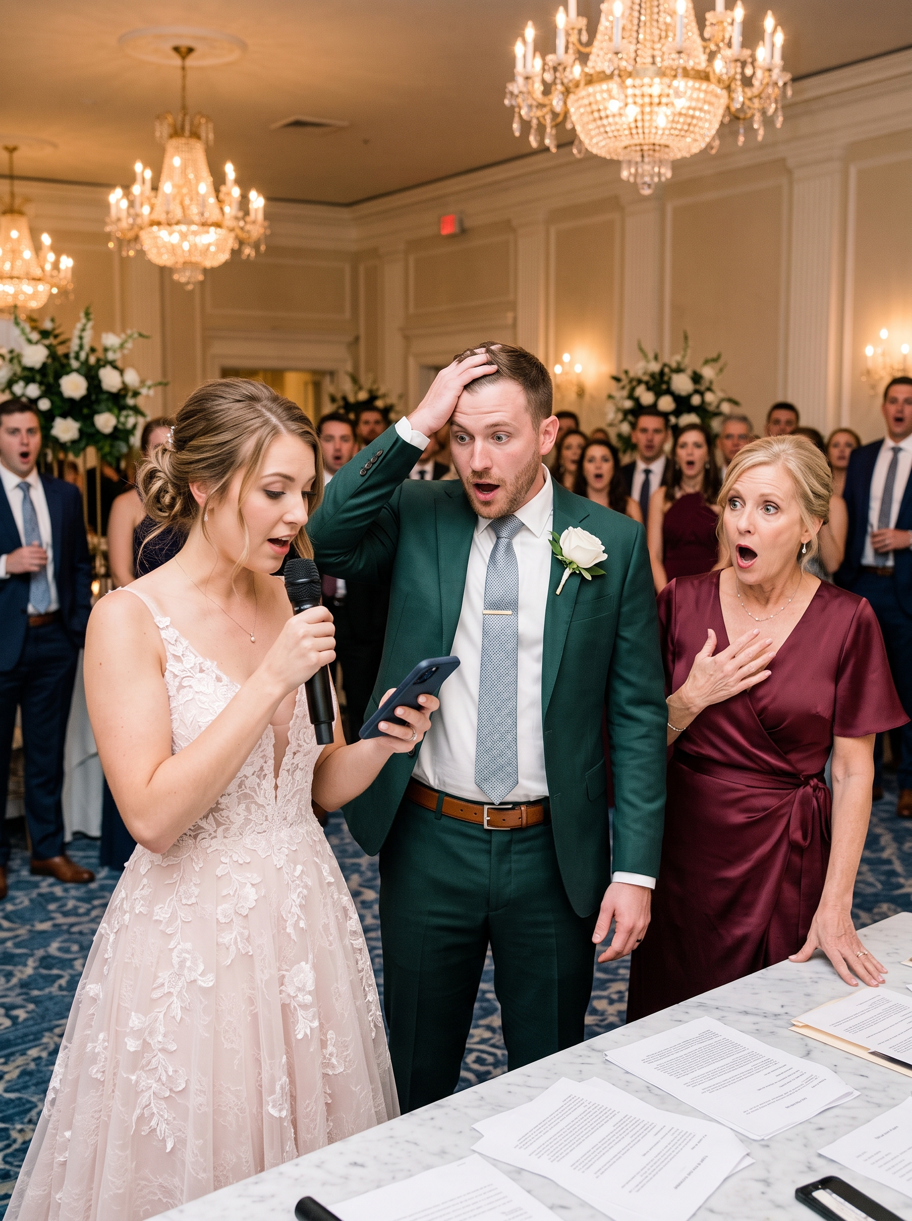 At our wedding reception, my husband announced that his mother would be taking over my apartment. I calmly grabbed the microphone and exposed the truth in front of every guest, destroying their entire plan on the spot.