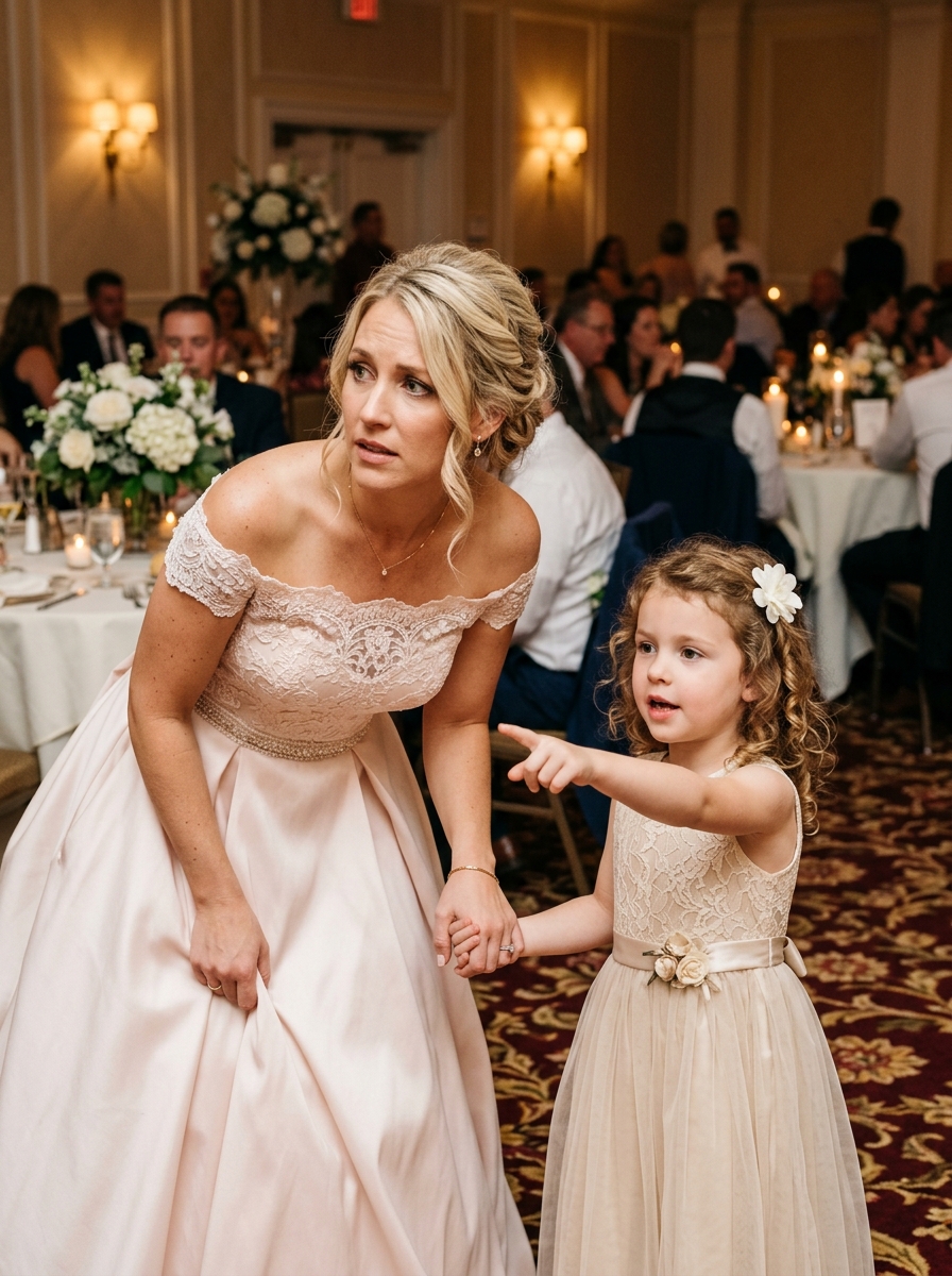 My daughter pulled at my wedding gown and whispered, “I saw new Daddy and Uncle Peter do something bad” — what I did afterward stunned all 200 guests