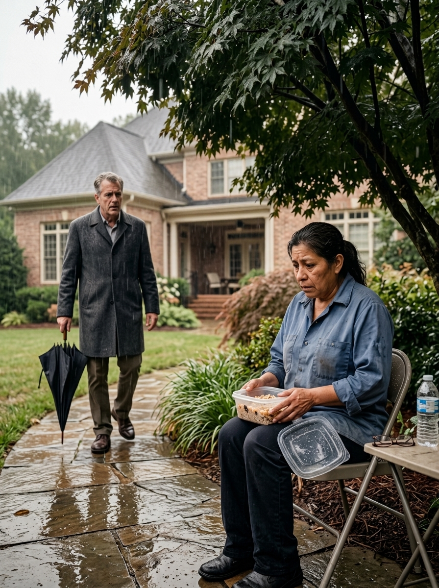 He Saw His Housekeeper Eating in the Rain—Then Learned Why She Hid Outside
