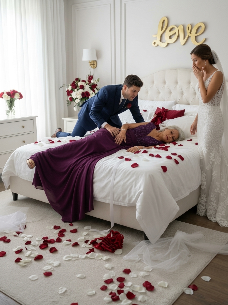 On the wedding night, I had to give up my bed to my mother-in-law because she was “drunk” — the next morning I found something stuck to the bed sheet that left me speechless.